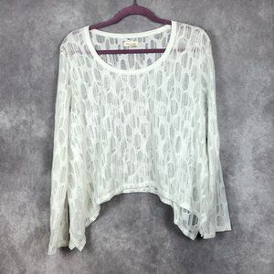 Urban Outfitters Silence + Noise Top Distressed Long Sleeve White Size‎ Medium